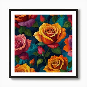 Roses Seamless Pattern Art Print