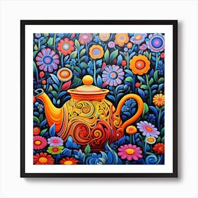 Teapot In The Garden Art Print