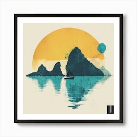 Sunset On The Water Watercolor Print Art Print