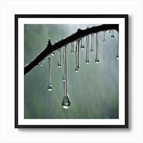 Raindrops On A Branch Art Print