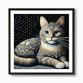 Cat With Diamonds 1 Art Print