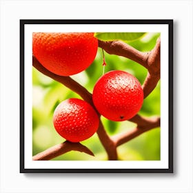 Red Fruits On A Tree Art Print