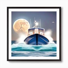 Moonlight Boat 1 Art Print