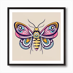 Tattoo Of Moth In Complementary Colors Purple Art Print