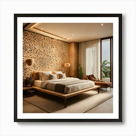Bedroom With A Stone Wall 2 Art Print