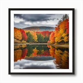 Autumn Trees Reflected In A Lake Art Print