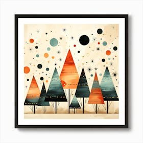 Festive Snowflakes Abstract Painting Art Print
