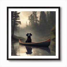 Black Dog Canoe Ride 3 Art Print