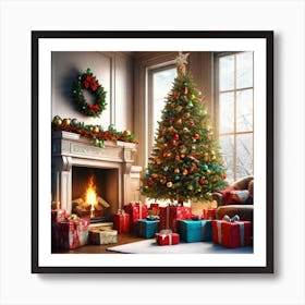 Christmas Tree In The Living Room 111 Art Print