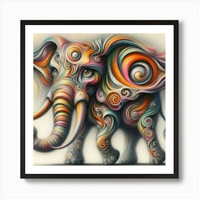 Colorful Elephant in surrealistic form Art Print