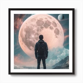 Man Looking At The Moon Art Print