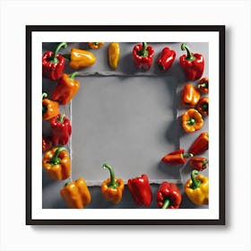 Frame Created From Bell Pepper On Edges And Nothing In Middle Haze Ultra Detailed Film Photograph (2) Art Print