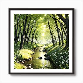 Stream In The Forest Art Print