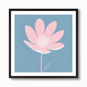 A White And Pink Flower In Minimalist Style Square Composition 357 Art Print