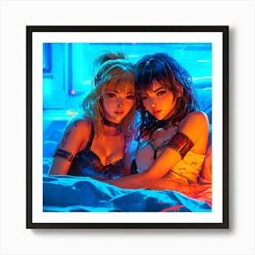 Two Girls In Bed 1 Art Print