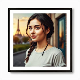 Beautiful Young Woman In Paris Art Print