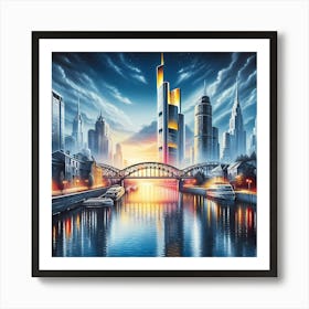 Frankfurt At Night Art Print