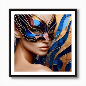 Girl In Masquerade - Stain Glass Inlay - 3 Of 6 Art Print