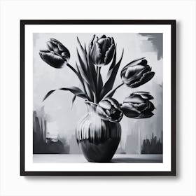 Black And White Tulips Art Print