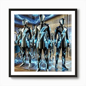 Futuristic Restaurant Staff Wearing Sleek, Storm I Art Print