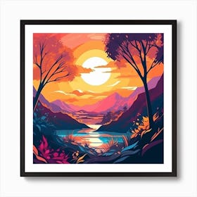 Landscape sunset colors Art Print