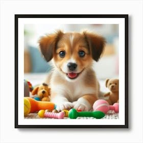 Puppy With Toys Art Print