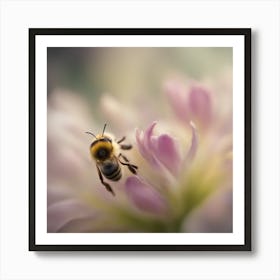 A Close Up Of A Delicate Bee Bud Just Beginning To Bloom, With Soft Petals And Hints Of Vibrant Colo Art Print