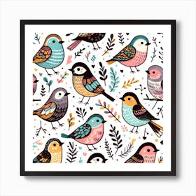 Seamless Pattern With Birds Art Print