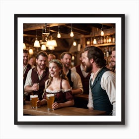 Group Of People At A Bar Art Print