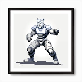 Pixel Art - White Tiger Fighter #2 Art Print