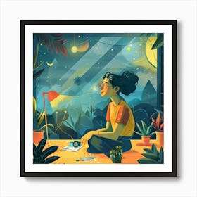 Girl In The Garden Art Print