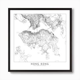 Hong Kong Map Line Art Print