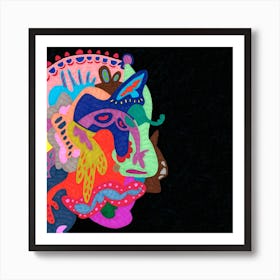 Side Face In The Mirror Square Art Print