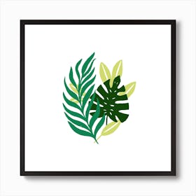 Simple Leaves Square Art Print