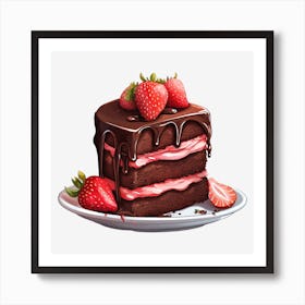 Chocolate Cake With Strawberries 8 Art Print