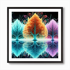 Three Colorful Trees in neon colors 13 Art Print