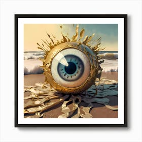 I Put An Eye On You Serie, Gold Eye At The Beach Art Print