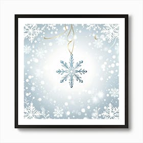 Abstract Illustration Of A Glistening Snowflake Ornament White With Hints Of Silver And Gold Suspe (7) Art Print