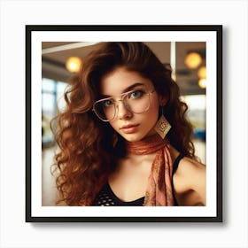 Young Woman In Glasses Art Print