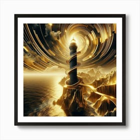 Golden Lighthouse 1 Art Print