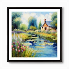 Riverside Impression: Idyllic Retreat Art Print