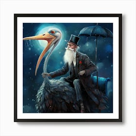 Old Man On Ostrich Art Print