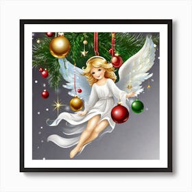 Angel Christmas Tree 1 Art Print