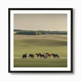 Horses In A Field 3 Art Print