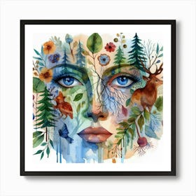 Watercolor Of A Woman'S Face 23 Art Print