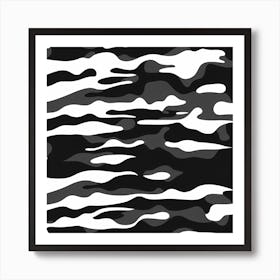 Camouflage Pattern Art, pattern, tile 1, black and white digital art Art Print