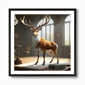 Deer In A Room 8 Art Print