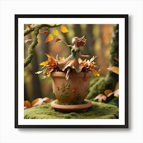 Autumn Girl In A Pot Art Print