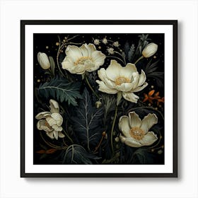 White Anemones Art Print