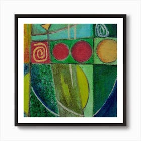 Abstract Wall Art in Red & Green Art Print